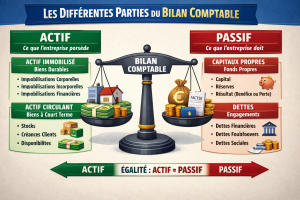 Les différentes parties du bilan comptable : actif et passif